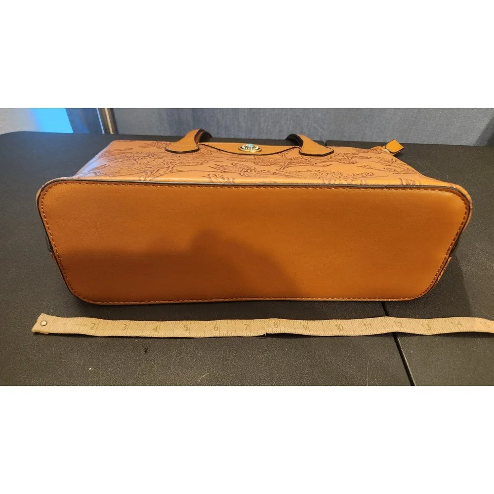 Vegan Purse hand tooled look faux turquoise‎ accent
